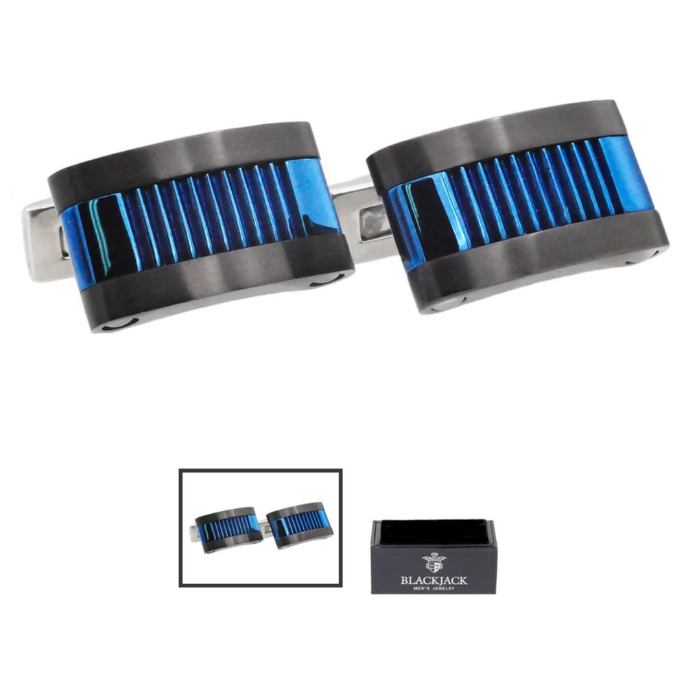 Mens Blue And Black
Stainless Steel Cuff Links